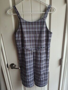 Plaid Sleeveless Jumper Dress in Lavender and Navy Girls-16
